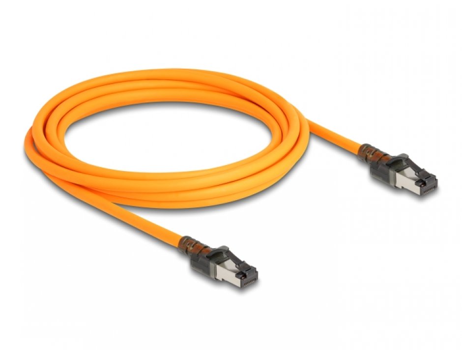 Imagine Cablu de retea RJ45 Cat.6A S/FTP T-T cu port finder Self Tracing USB-C 3m Orange, Delock 80410